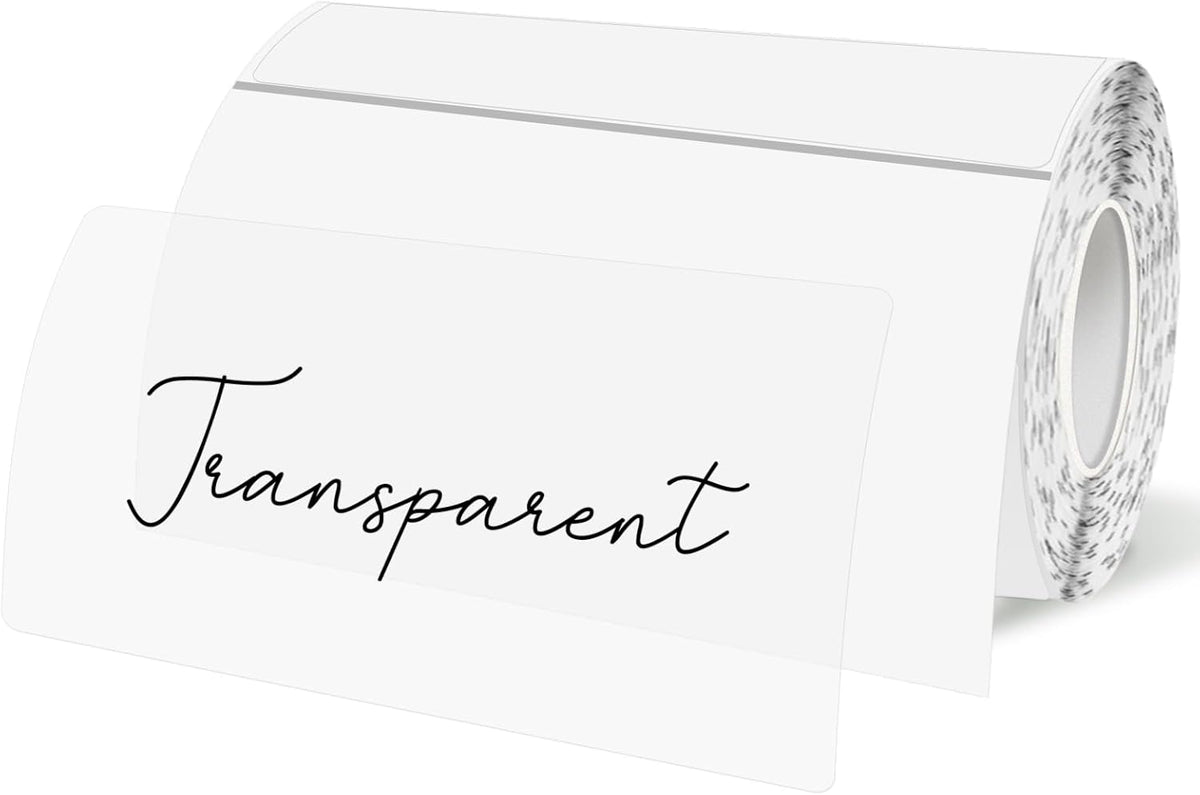 3x2 Inch Transparent Thermal Labels Stickers, Self-Adhesive Clear Waterproof Stickers for Logo Design, Direct Thermal Labels- 200 Sheets