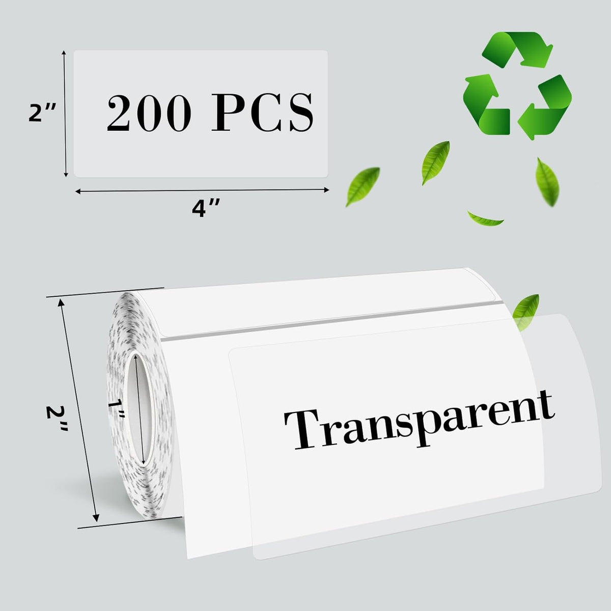 3x2 Inch Transparent Thermal Labels Stickers, Self-Adhesive Clear Waterproof Stickers for Logo Design, Direct Thermal Labels- 200 Sheets
