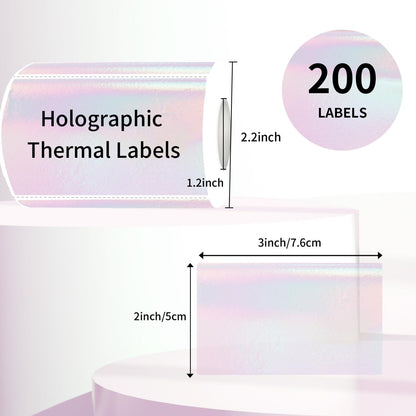 3x2 Inch Transparent Thermal Labels Stickers, Self-Adhesive Clear Waterproof Stickers for Logo Design, Direct Thermal Labels- 200 Sheets