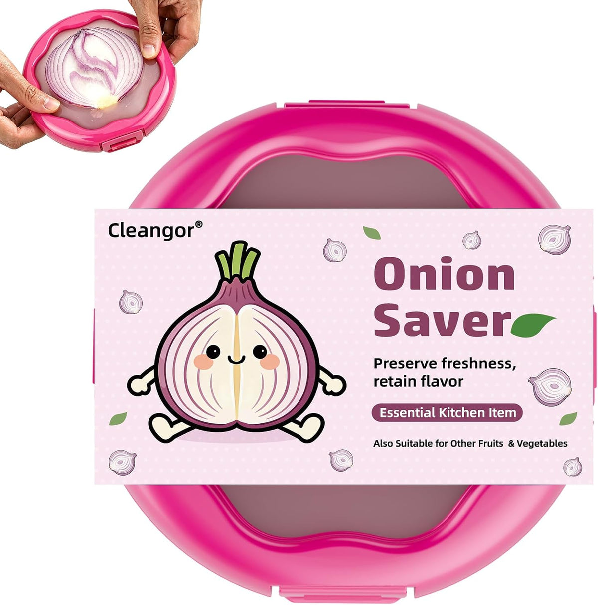 Onion Saver with Snap-On Lid (1, Purple) | Silicone Food Saver, Onion Storage Container, Vegetable and Fruit Storage Container, Reusable Kitchen Gadget, Dishwasher Safe