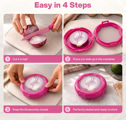Onion Saver with Snap-On Lid (1, Purple) | Silicone Food Saver, Onion Storage Container, Vegetable and Fruit Storage Container, Reusable Kitchen Gadget, Dishwasher Safe