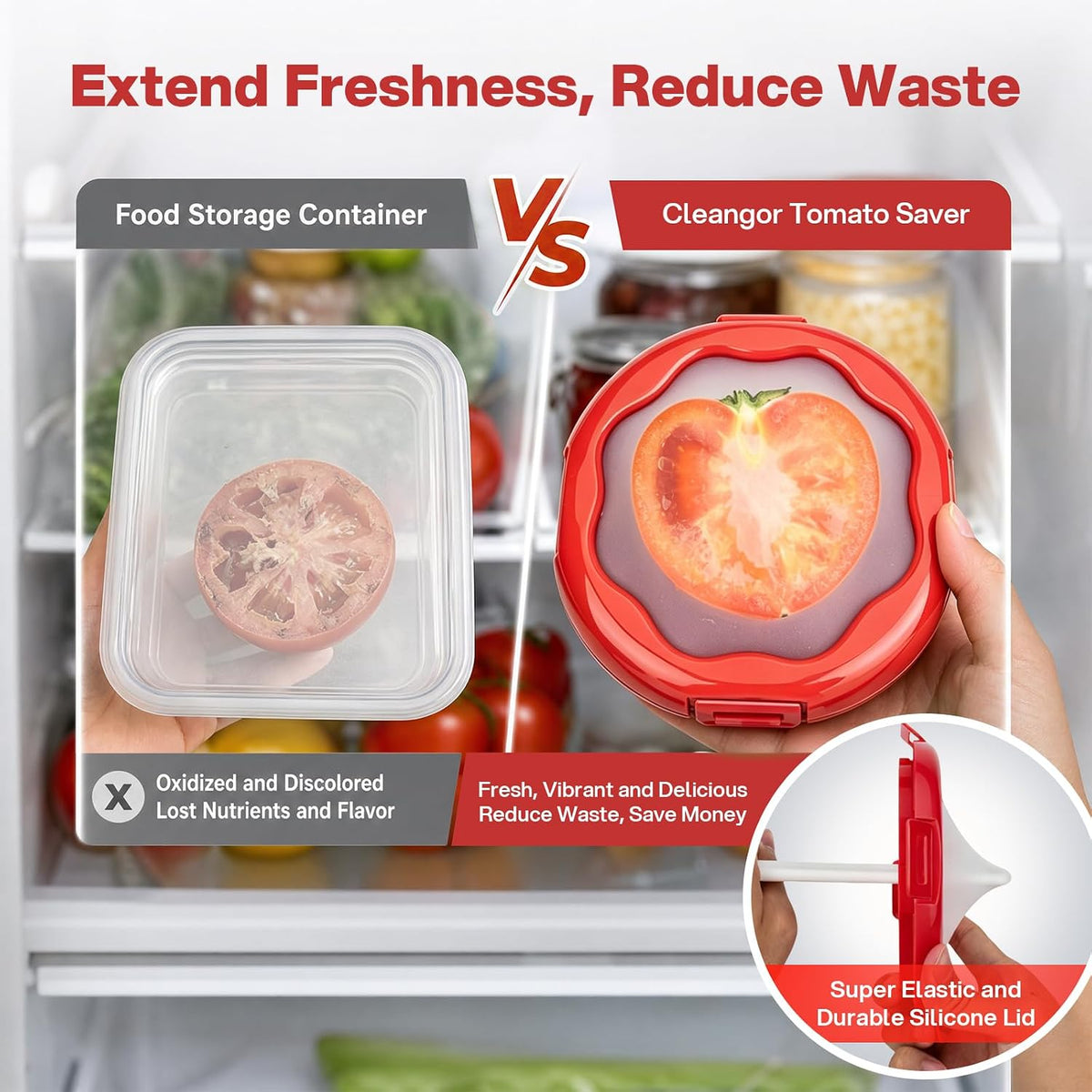Onion Saver with Snap-On Lid (1, Purple) | Silicone Food Saver, Onion Storage Container, Vegetable and Fruit Storage Container, Reusable Kitchen Gadget, Dishwasher Safe