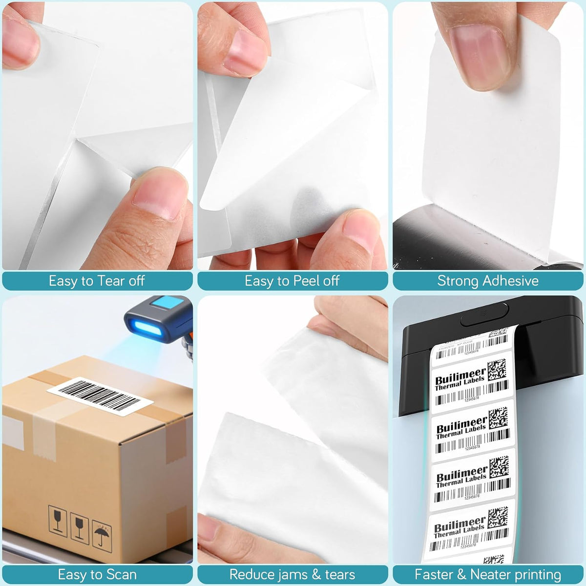 Thermal Sticker Labels - Address Barcode Self-Adhesive Label Paper for Direct Thermal Printer and Business (White) (3"x2")