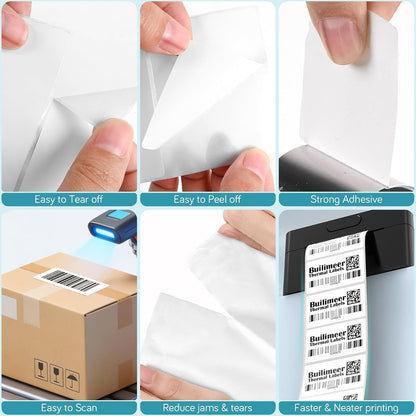 Thermal Sticker Labels - Address Barcode Self-Adhesive Label Paper for Direct Thermal Printer and Business (White) (3"x2")