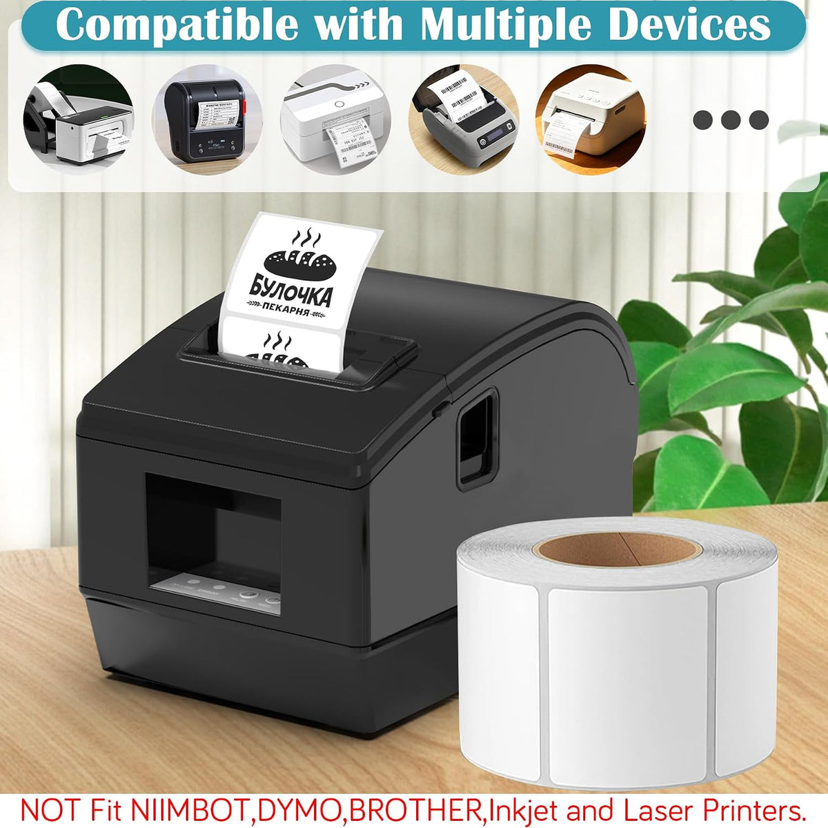 Thermal Sticker Labels - Address Barcode Self-Adhesive Label Paper for Direct Thermal Printer and Business (White) (3"x2")