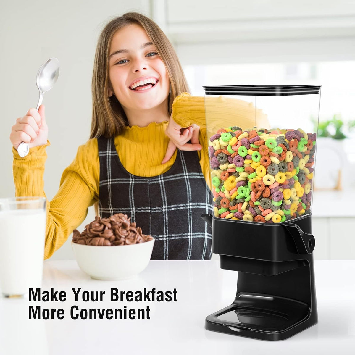 Cereal Dispenser Countertop 5.5 Qt Large Cereal Storage Container | Holder Dispenser for Pantry Dry Food Snack Nut Candy Dispenser Countertop Kitchen Organization Storage for Oatmeal Granola