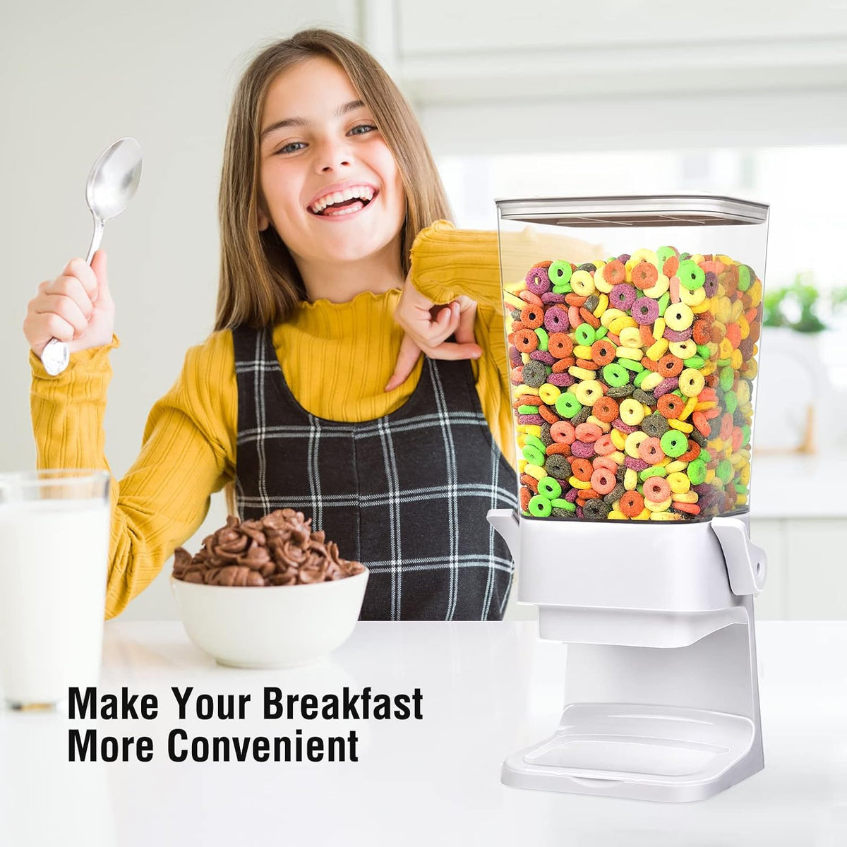 Cereal Dispenser Countertop 5.5 Qt Large Cereal Storage Container | Holder Dispenser for Pantry Dry Food Snack Nut Candy Dispenser Countertop Kitchen Organization Storage for Oatmeal Granola