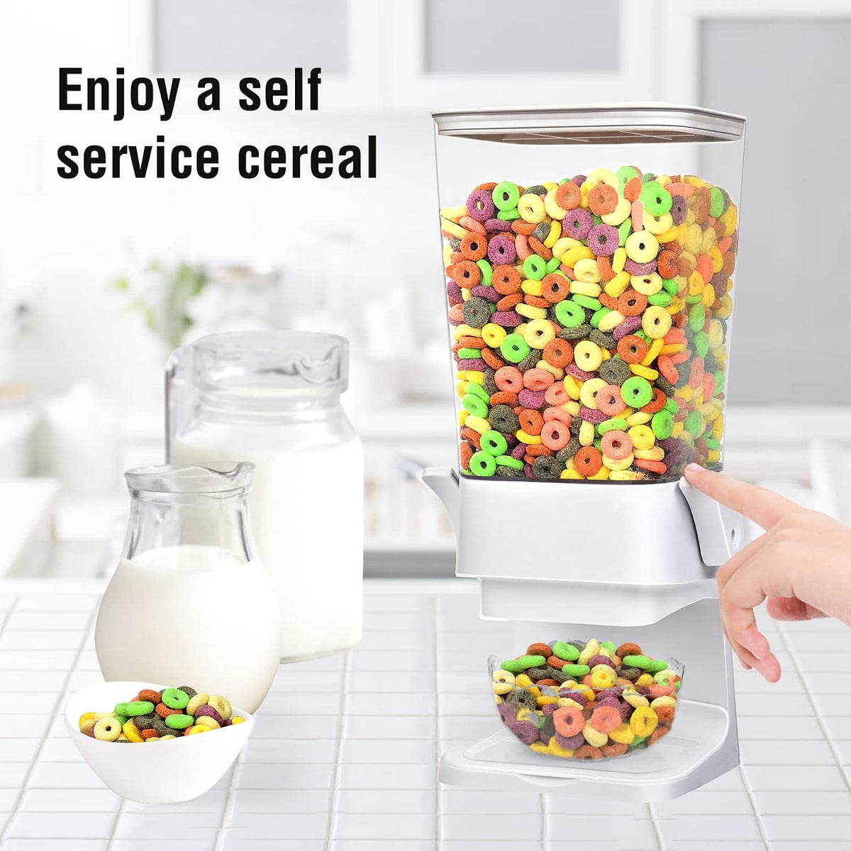 Cereal Dispenser Countertop 5.5 Qt Large Cereal Storage Container | Holder Dispenser for Pantry Dry Food Snack Nut Candy Dispenser Countertop Kitchen Organization Storage for Oatmeal Granola