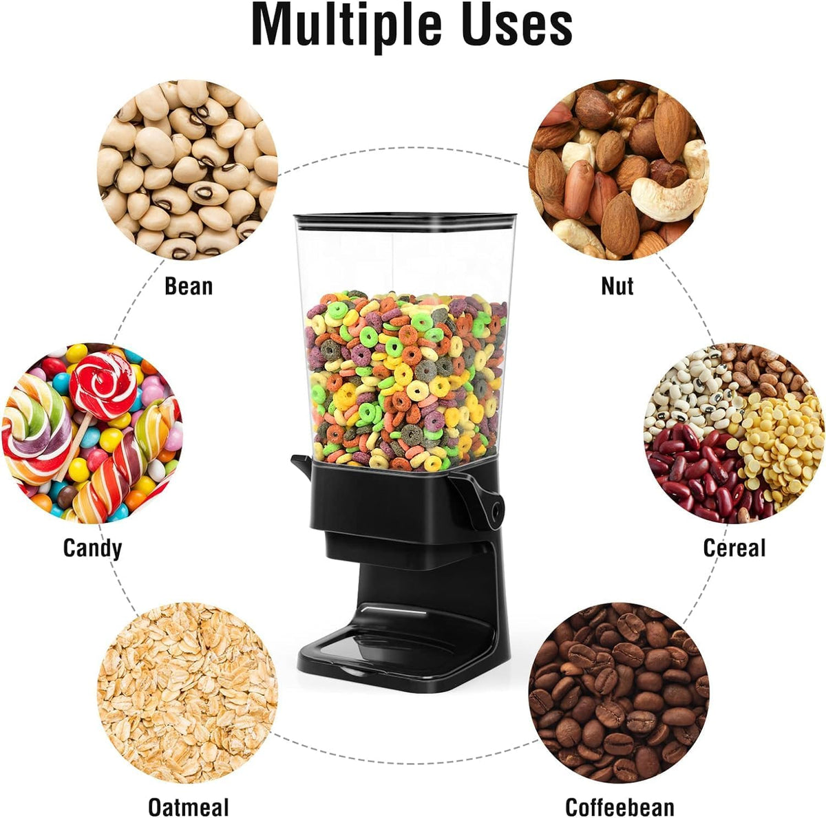 Cereal Dispenser Countertop 5.5 Qt Large Cereal Storage Container | Holder Dispenser for Pantry Dry Food Snack Nut Candy Dispenser Countertop Kitchen Organization Storage for Oatmeal Granola