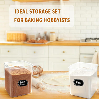 Flour Sugar Storage Containers, 10 Pack Large Airtight Food Storage Containers with Lids for Kitchen Pantry Organization and Storage, BPA Free Plastic Canisters Sets for Cereal, Rice and Baking