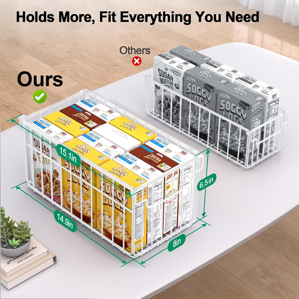 Freezer Organizer Bins, Big Baskets for 5/ 7 Cu.FT Deep Freezer | Stackable Chest Freezer Organizer Bins, Foldable Baskets with Handles, Black Storage Container Baskets for Sort Frozen Meats