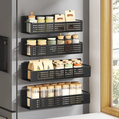 SONGMICS Strong 4 Pack Magnetic Spice Rack for Refrigerator for Organizers