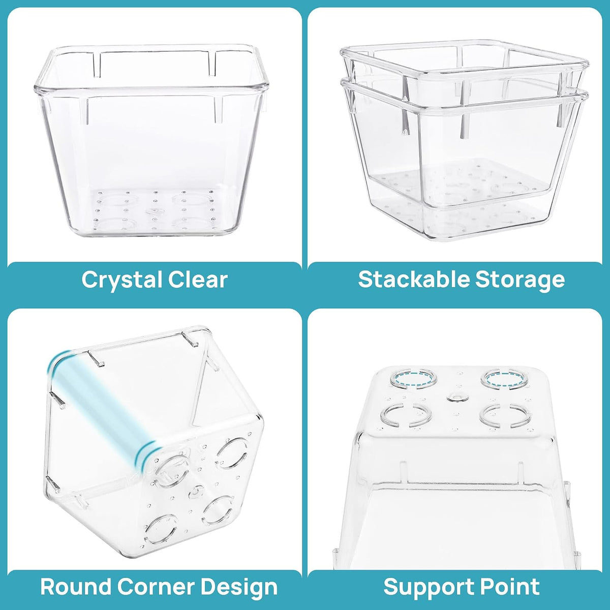 25 PCS Clear Plastic Drawer Organizers Set, 4-Size Versatile Bathroom and Vanity Drawer Organizer Trays, Storage Bins for Makeup, Bedroom, Kitchen Gadgets Utensils and Office