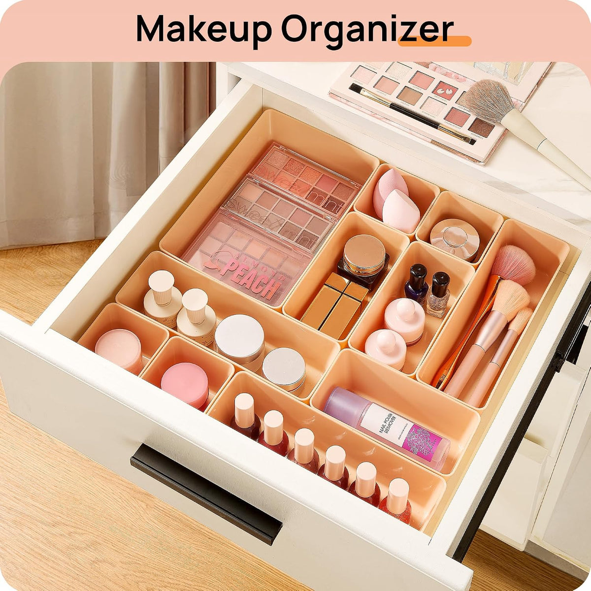 25 PCS Clear Plastic Drawer Organizers Set, 4-Size Versatile Bathroom and Vanity Drawer Organizer Trays, Storage Bins for Makeup, Bedroom, Kitchen Gadgets Utensils and Office