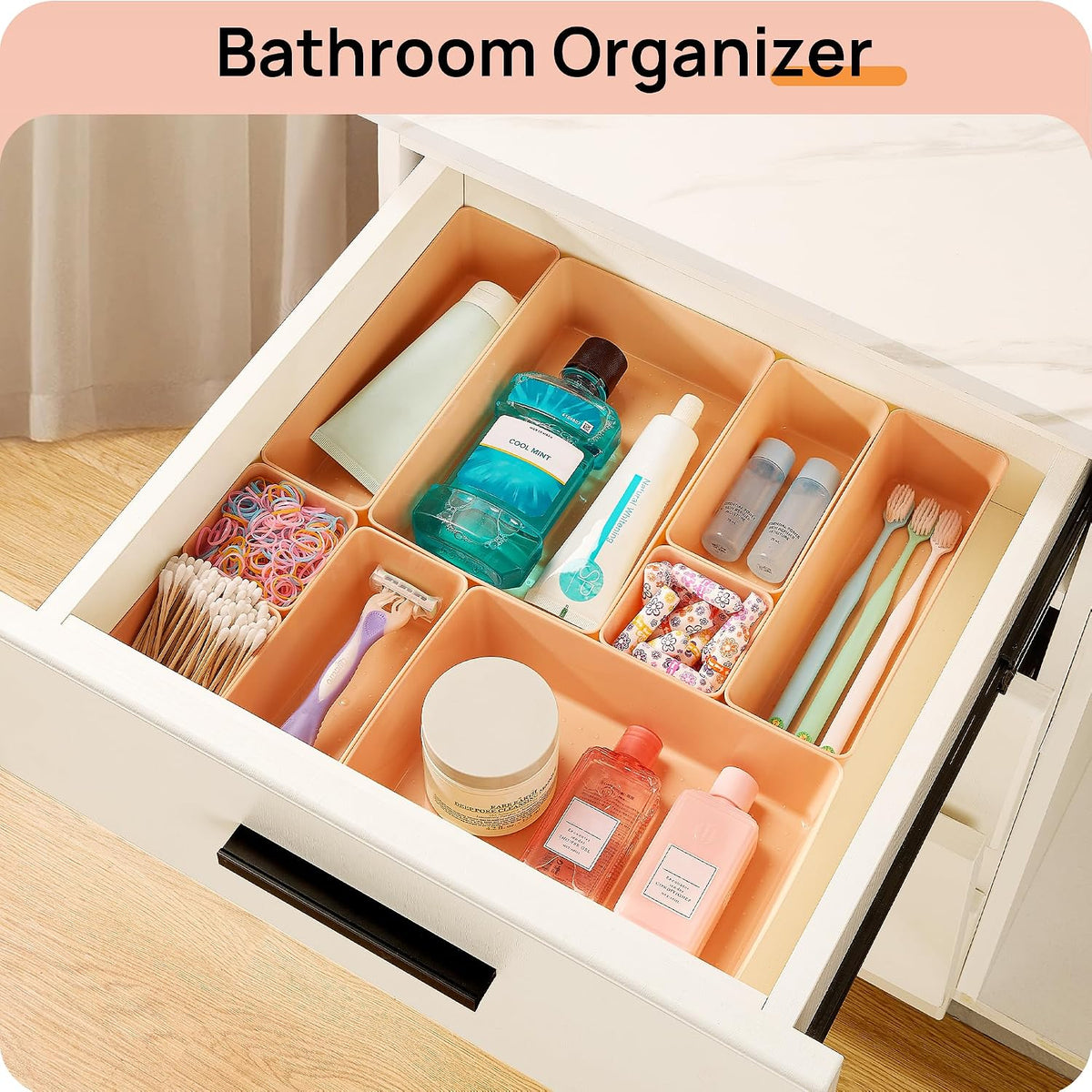 25 PCS Clear Plastic Drawer Organizers Set, 4-Size Versatile Bathroom and Vanity Drawer Organizer Trays, Storage Bins for Makeup, Bedroom, Kitchen Gadgets Utensils and Office