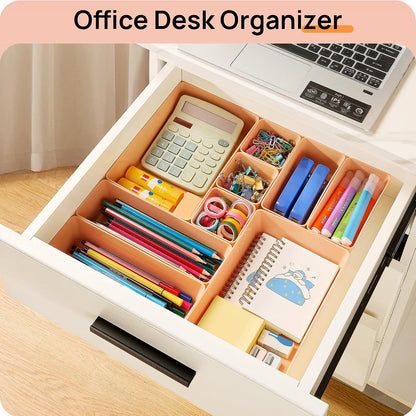 25 PCS Clear Plastic Drawer Organizers Set, 4-Size Versatile Bathroom and Vanity Drawer Organizer Trays, Storage Bins for Makeup, Bedroom, Kitchen Gadgets Utensils and Office