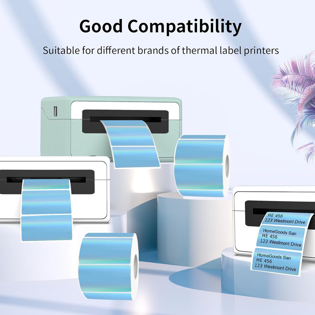Transparent Clear Thermal Labels, 2 x 1 Inch Printable Transparent Stickers for Small Businesses, Logo Design- Self-Adhesive Direct Thermal Labels- 200 Sheets
