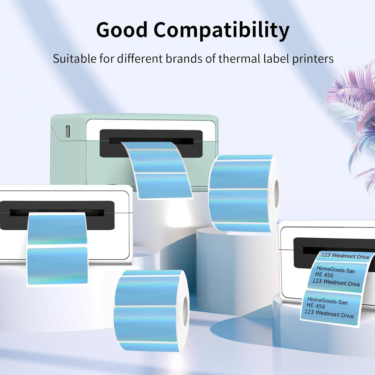 Transparent Clear Thermal Labels, 2 x 1 Inch Printable Transparent Stickers for Small Businesses, Logo Design- Self-Adhesive Direct Thermal Labels- 200 Sheets