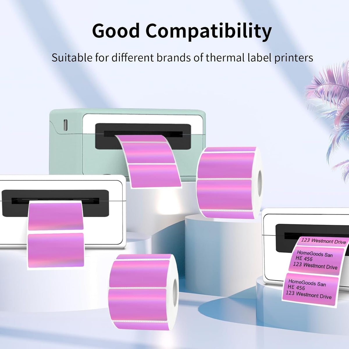 Transparent Clear Thermal Labels, 2 x 1 Inch Printable Transparent Stickers for Small Businesses, Logo Design- Self-Adhesive Direct Thermal Labels- 200 Sheets