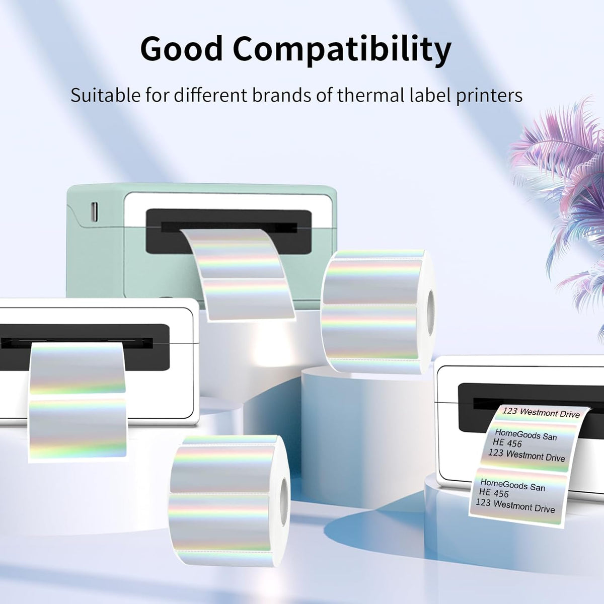 Transparent Clear Thermal Labels, 2 x 1 Inch Printable Transparent Stickers for Small Businesses, Logo Design- Self-Adhesive Direct Thermal Labels- 200 Sheets