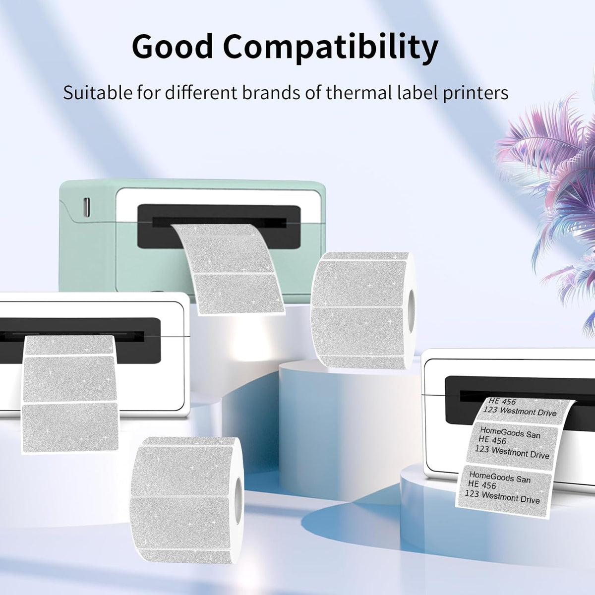 Transparent Clear Thermal Labels, 2 x 1 Inch Printable Transparent Stickers for Small Businesses, Logo Design- Self-Adhesive Direct Thermal Labels- 200 Sheets