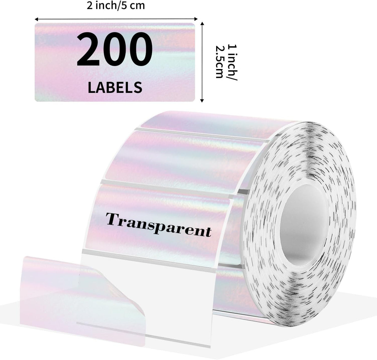 Transparent Clear Thermal Labels, 2 x 1 Inch Printable Transparent Stickers for Small Businesses, Logo Design- Self-Adhesive Direct Thermal Labels- 200 Sheets