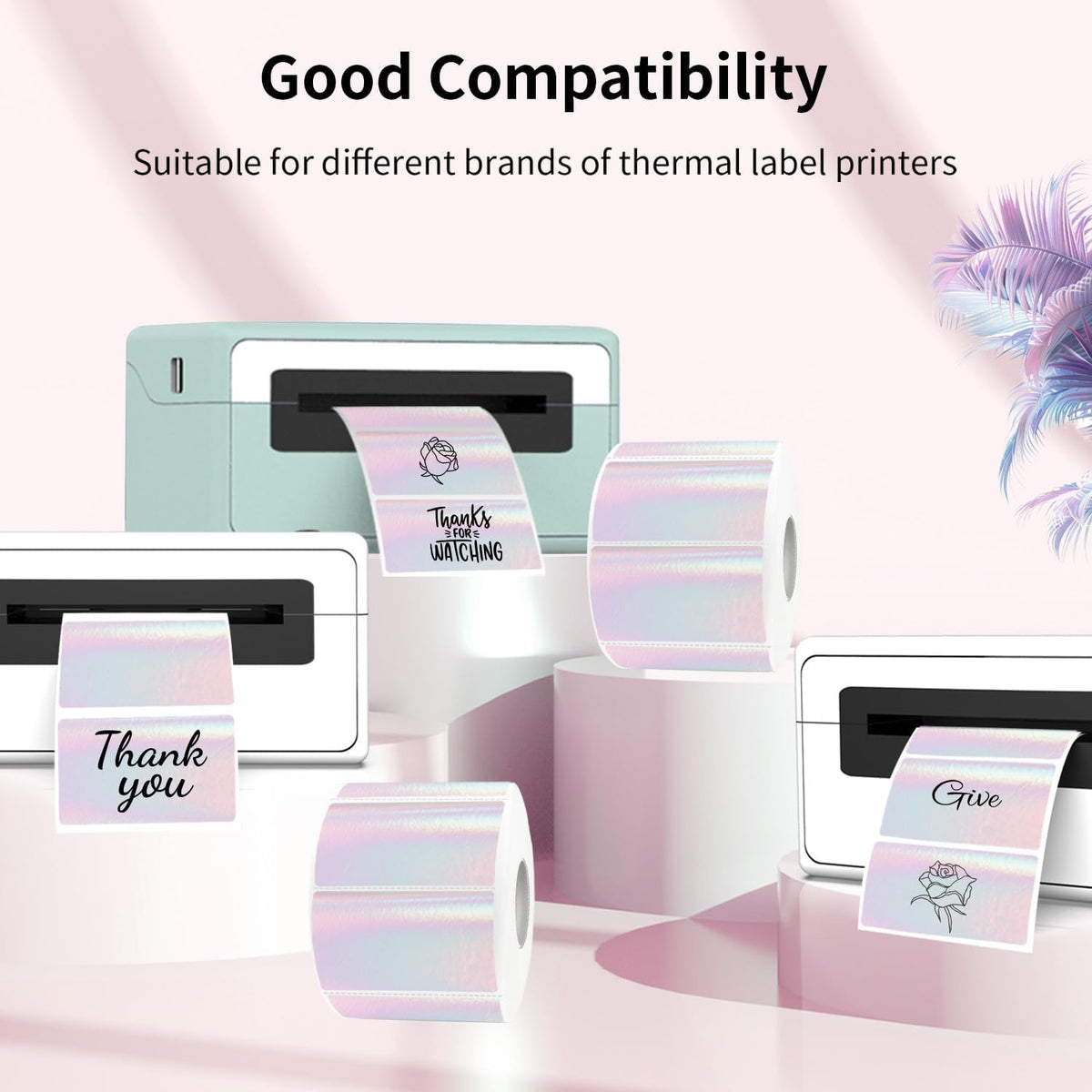 Transparent Clear Thermal Labels, 2 x 1 Inch Printable Transparent Stickers for Small Businesses, Logo Design- Self-Adhesive Direct Thermal Labels- 200 Sheets