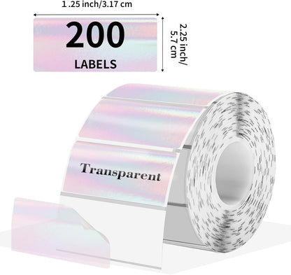 Transparent Clear Thermal Labels, 2 x 1 Inch Printable Transparent Stickers for Small Businesses, Logo Design- Self-Adhesive Direct Thermal Labels- 200 Sheets