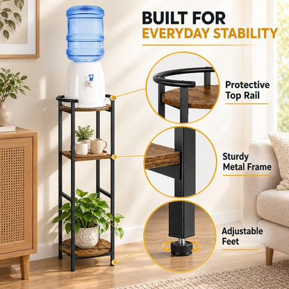 Water Dispenser Stand Wood 5 Gallon Water Jug Holder with Storage Shelf