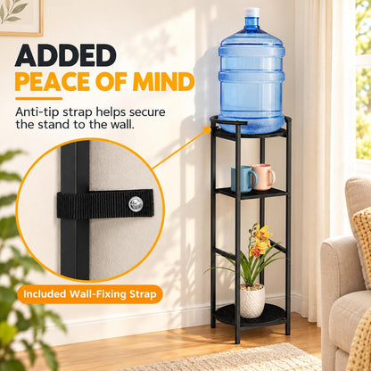Water Dispenser Stand Wood 5 Gallon Water Jug Holder with Storage Shelf