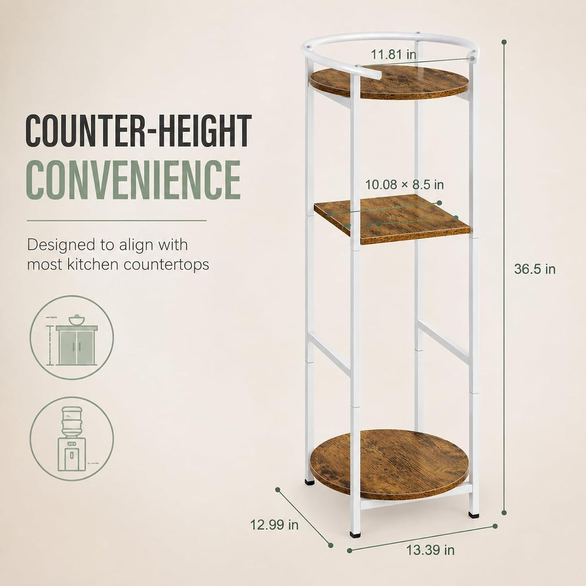 Water Dispenser Stand Wood 5 Gallon Water Jug Holder with Storage Shelf