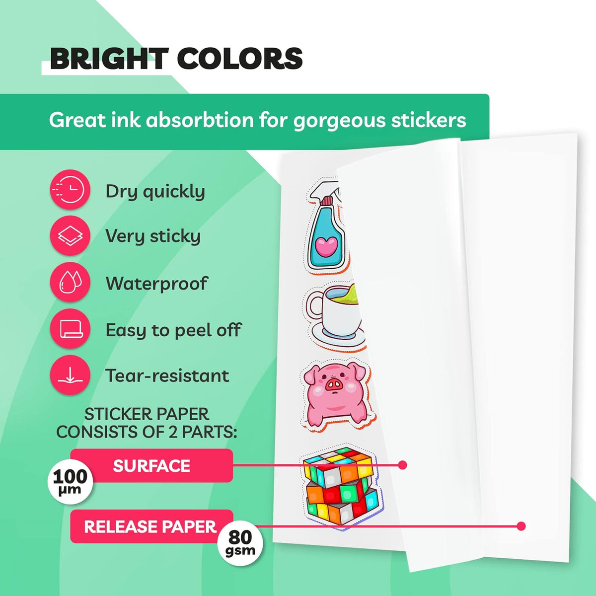 90% Clear Sticker Paper for Inkjet Printer (20 Sheets) - Transparent Glossy 8.5 x 11 - Printable Vinyl //