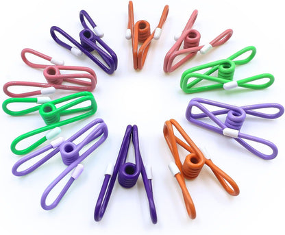 Chip Clips, Colorful Metal Chip Bag Clips with Rubber Caps PVC-Coated Strong Spring Steel Clip for Food Package, Chips Bag, Snack, Clothes pins, Paper, 5 Random Colors 2.2 Inch
