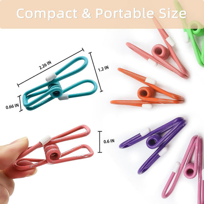Chip Clips, Colorful Metal Chip Bag Clips with Rubber Caps PVC-Coated Strong Spring Steel Clip for Food Package, Chips Bag, Snack, Clothes pins, Paper, 5 Random Colors 2.2 Inch