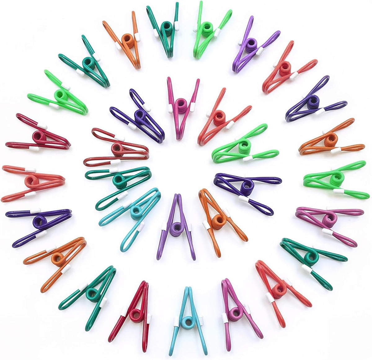 Chip Clips, Colorful Metal Chip Bag Clips with Rubber Caps PVC-Coated Strong Spring Steel Clip for Food Package, Chips Bag, Snack, Clothes pins, Paper, 5 Random Colors 2.2 Inch