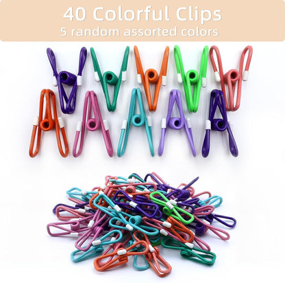 Chip Clips, Colorful Metal Chip Bag Clips with Rubber Caps PVC-Coated Strong Spring Steel Clip for Food Package, Chips Bag, Snack, Clothes pins, Paper, 5 Random Colors 2.2 Inch