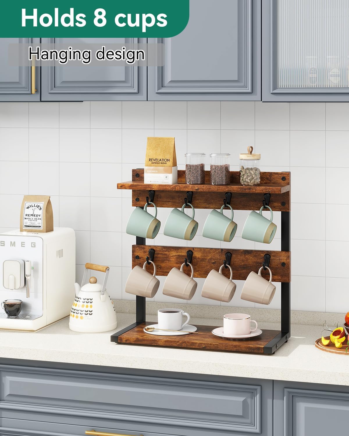 Countertop Mug Tree,Coffee Mug Cup Holder,Brown TBJ002H