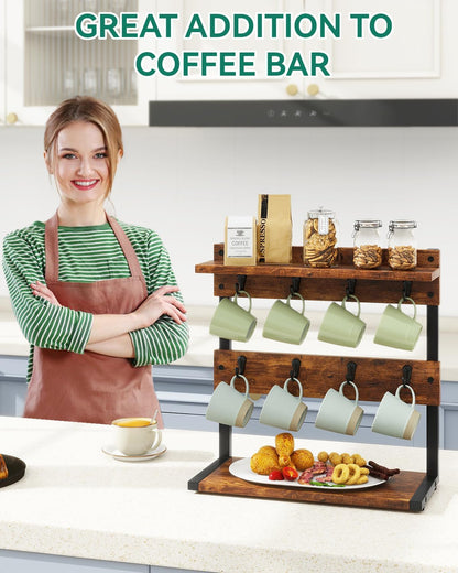 Countertop Mug Tree,Coffee Mug Cup Holder,Brown TBJ002H