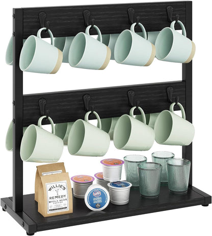 Countertop Mug Tree,Coffee Mug Cup Holder,Brown TBJ002H