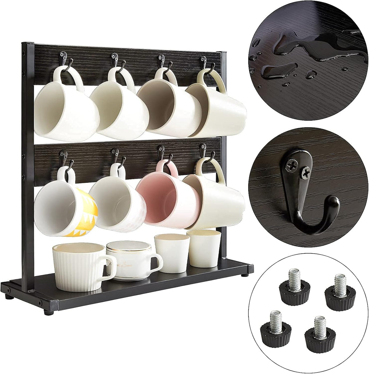 Countertop Mug Tree,Coffee Mug Cup Holder,Brown TBJ002H