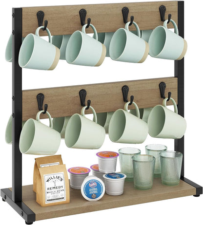 Countertop Mug Tree,Coffee Mug Cup Holder,Brown TBJ002H
