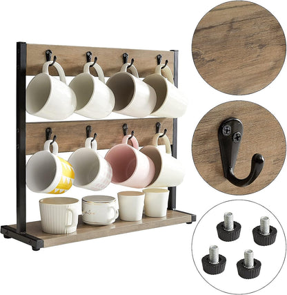Countertop Mug Tree,Coffee Mug Cup Holder,Brown TBJ002H
