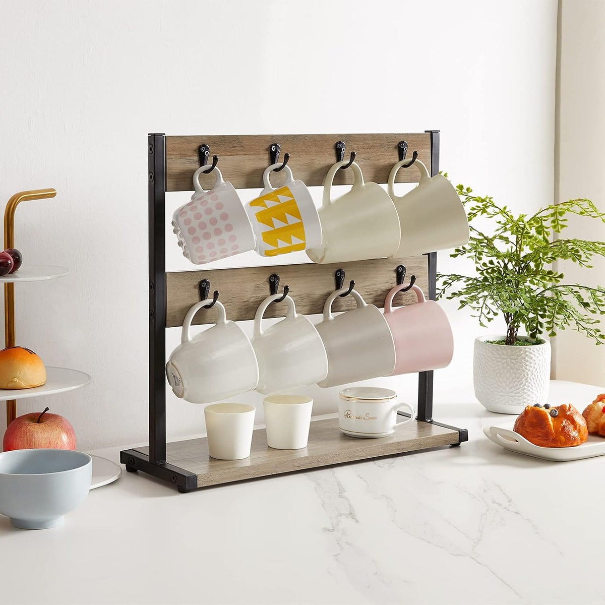 Countertop Mug Tree,Coffee Mug Cup Holder,Brown TBJ002H