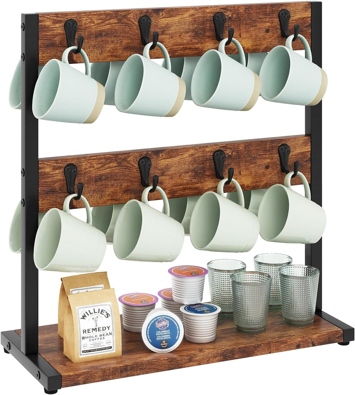 Countertop Mug Tree,Coffee Mug Cup Holder,Brown TBJ002H