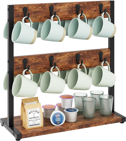 Countertop Mug Tree,Coffee Mug Cup Holder,Brown TBJ002H