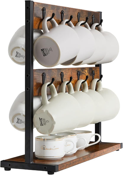 Countertop Mug Tree,Coffee Mug Cup Holder,Brown TBJ002H
