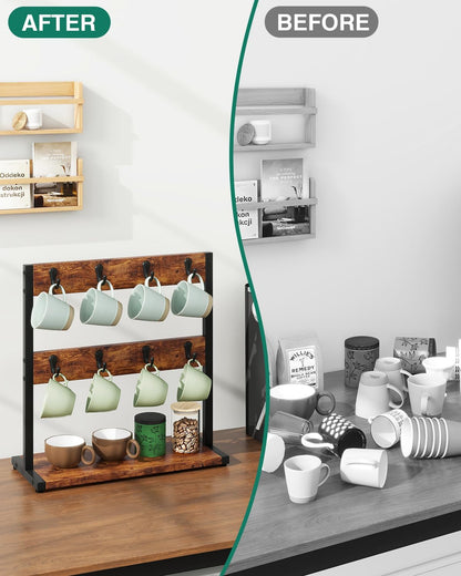 Countertop Mug Tree,Coffee Mug Cup Holder,Brown TBJ002H