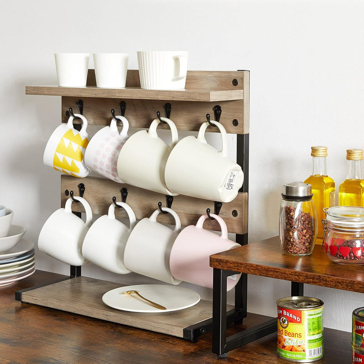 Countertop Mug Tree,Coffee Mug Cup Holder,Brown TBJ002H
