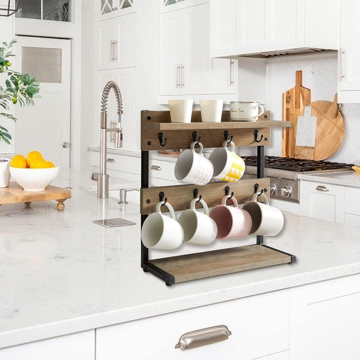 Countertop Mug Tree,Coffee Mug Cup Holder,Brown TBJ002H