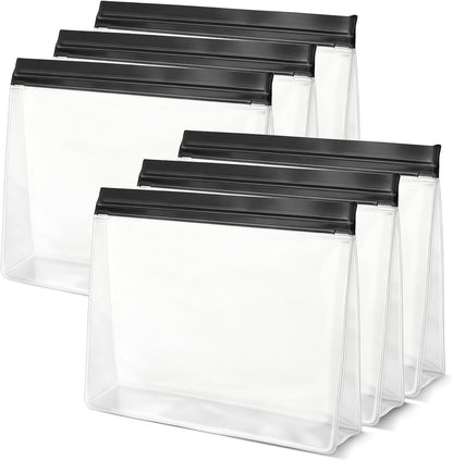 6 Pcs Clear Leak Proof Freezer Bag Reusable Ice Storage Bags 10 x 7.3 inch Ice Cube Bags, Durable Cube Storage Bag Freezer Holder Container with Secure Zip Seal Close Design for Travel Food Cocktails